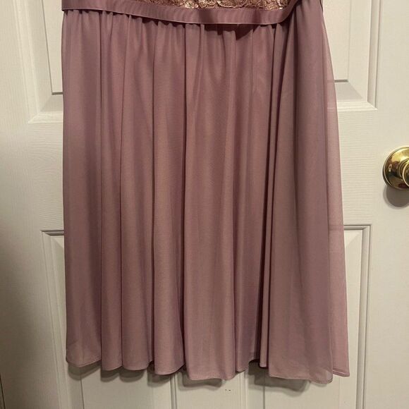 David's Bridal Womens Formal Short Dress One Shoulder Lace Sz 14 Bridesmaid Prom - Picture 4 of 10